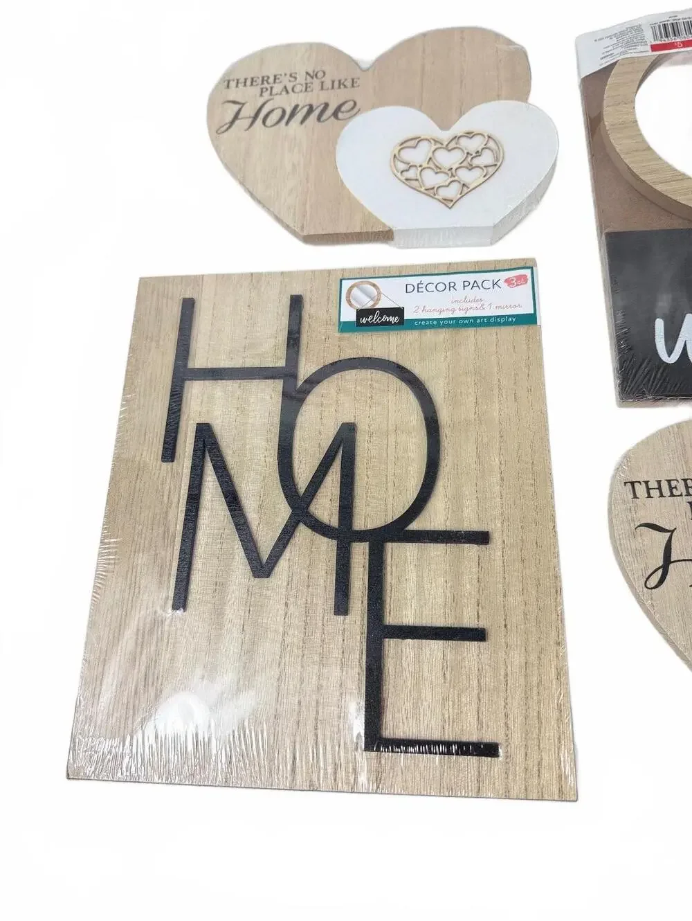 Welcome and Home Themed Decorative Wall Plaques with Mirror
